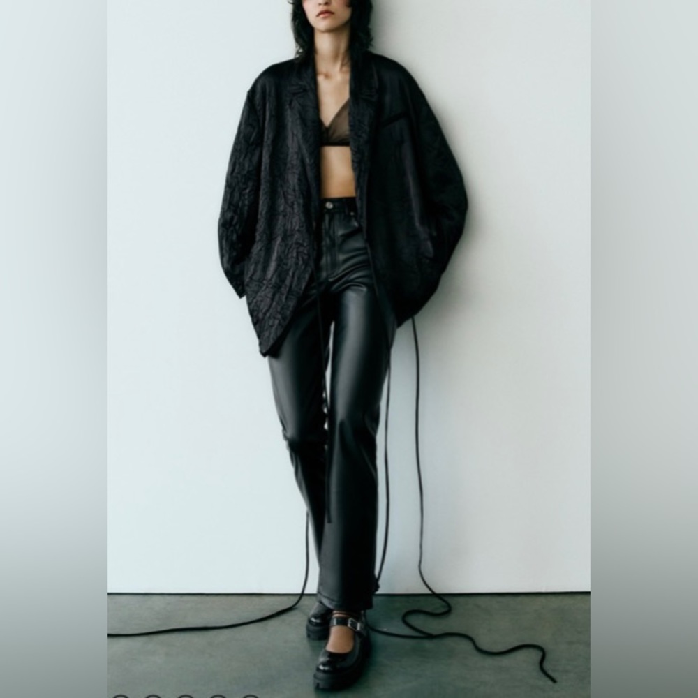 BNWT Zara
FAUX LEATHER STOVE PIPE PANTS size 2